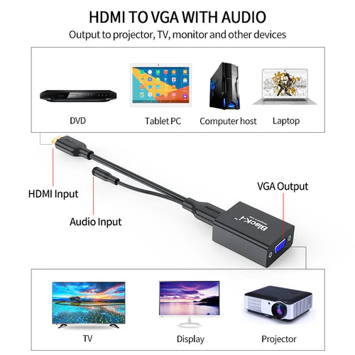 Black-i HDMI to VGA Converter with Audio - Main Image