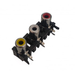 3 Way RCA Connector 2 Pin Right Angle Yellow White Red