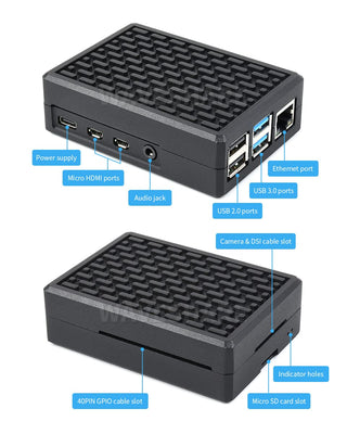 Aluminum Stripe Grooved Case for Raspberry Pi 4, Inner Heatsink Pillars