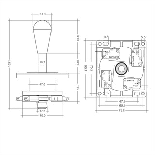 Arcade 2Pin Joystick switchable to 4/8 Ways