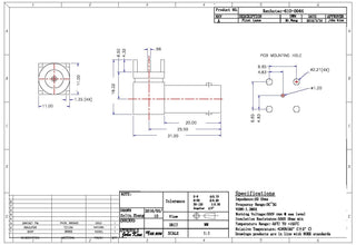 BNC Connector Female 50 Ohm Right Angled For PCB Mount