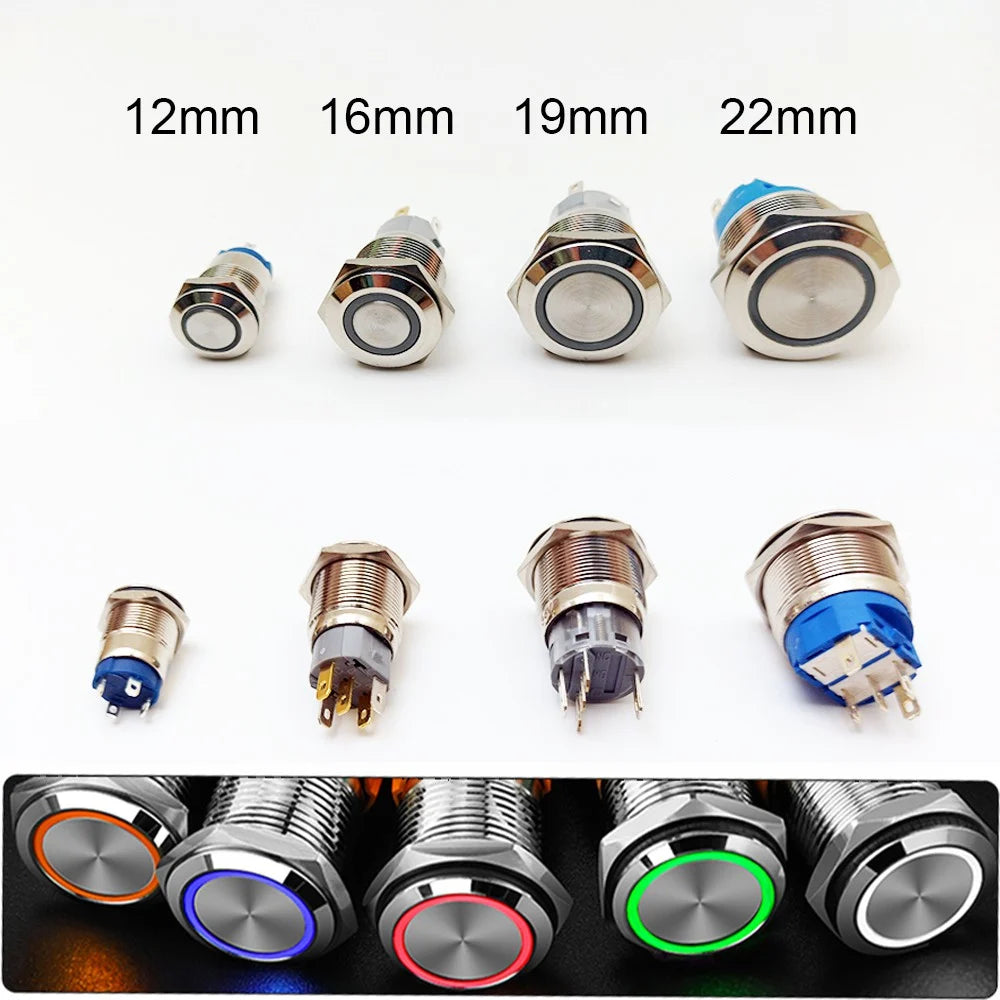 16mm ProMax PPS16024WPM Metal Push Button Switch Waterproof Momentary The Engineer Store