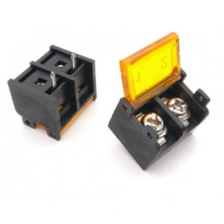 HB9500-9.5-2P 9.5mm Pitch 2-Pin Barrier Terminal Connector with Flap Cover Lid 300V 30A