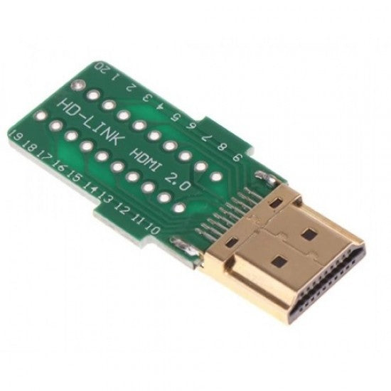 HDMI Male Connector Breakout Board 19 Pin Gold Plated Connector