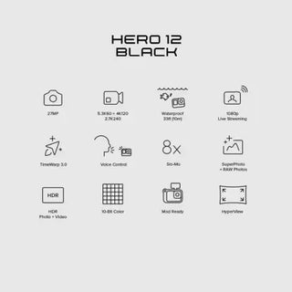 GoPro HERO12 DualLCDScreens 5.3K60 UltraHDVideo HyperSmooth 6.0withAutoBoostWaterproof Sports and Action Camera  (Black, 27 MP)