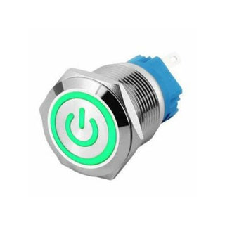 19mm ProMax PPS19006GPL Metal Push Button Switch Waterproof  Latching  Green