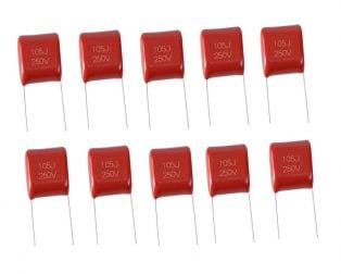 1uF 250V DIP Polyester Film Capacitors (Pack of 10)