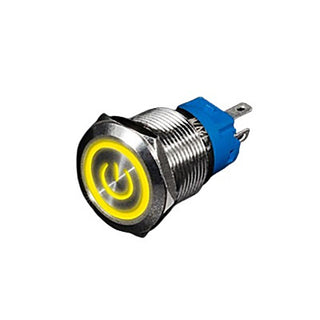 16mm ProMax PPS16006YPM Metal Push Button Switch Waterproof Momentary Yellow 3-6V
