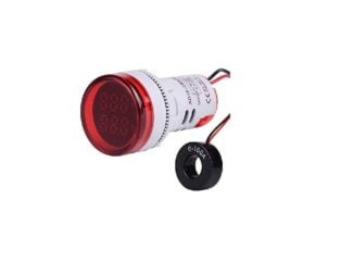 Red AC50-500V 0-100A 22mm AD16-22DVA Round LED Hertz Meter Indicator Light with Transformer