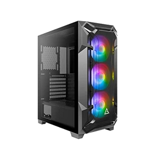 Antec DF600 Flux Mid-Tower ATX Computer Cabinet/Gaming Case | Built in Fan Controller | 4 mm Tempered Glass Side Panel with 3 x 120mm ARGB Fans + 2 x 120 mm Black Fans