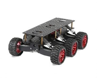 Black 6WD Search Rescue Platform Smart Car Chassis Damping Off-Road Climbing WIFI Car