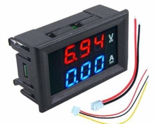 Dual Led 0.28″ Display for DC0-100V 50A Voltage and Current Test Digital Instrument, Digital Meter Panel Amplifier Red Blue 50A