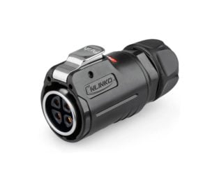 LP-24 Female 4 Pin Soldering Type Power Plug Lock with Plastic+Metal Shell IP67 500V 25A