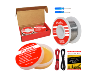 Plusivo Solder Wire (1mm, 50g) and Rosin Paste Flux for PCB Electrical Soldering