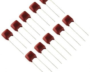 2.2nF 100V DIP Polyester Film Capacitor (Pack of 10)