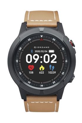 GIORDANO Unisex 48.5 mm Black Dial Leather Full Touch Smartwatch - GT04-BR