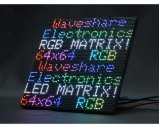 Waveshare RGB Full-Color LED Matrix Panel, 3mm Pitch, 64×64 Pixels, Adjustable Brightness