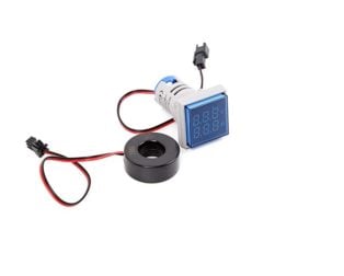Blue AC50-500V 0-100A 22mm AD16-22FVA Square Cover LED Voltage/Current Dual Display Indicator with Transformer
