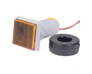 Yellow 0-100A 22mm AD16-22FSA Square Cover LED Ammeter Indicator Light with Transformer