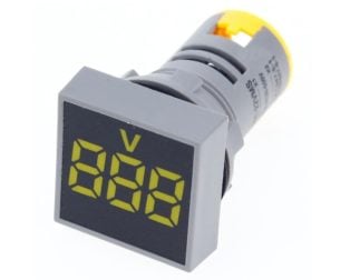 Yellow AC60-500V 22mm AD16-22FSV Square Frosted Surface LED Voltmeter Indicator Light
