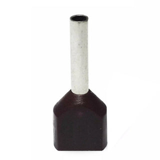 Twin Insulated Bootlace Wire Crimp Ferrule End Terminal Lug-Brown-4 sqmm