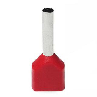 Twin Insulated Bootlace Wire Crimp Ferrule End Terminal Lug-Red-0.5 sqmm