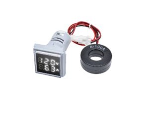 White AC50-500V 0-100A 22mm AD16-22FVA Square Cover LED Voltage and Current Dual Display Indicator Light with Transformer
