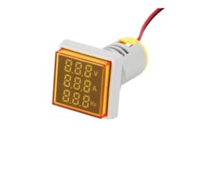 Yellow AC50-500V 0-100A 0-100Hz 22mm AD16- 22AVHz Square Cover LED Voltage Current Hertz Three Display Indicator